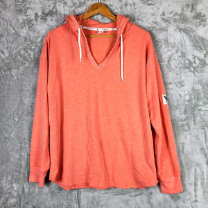 The Black Dog Peach V-Neck Hoodie Hooded Sweatshirt Sleeve Patch Soft Size L